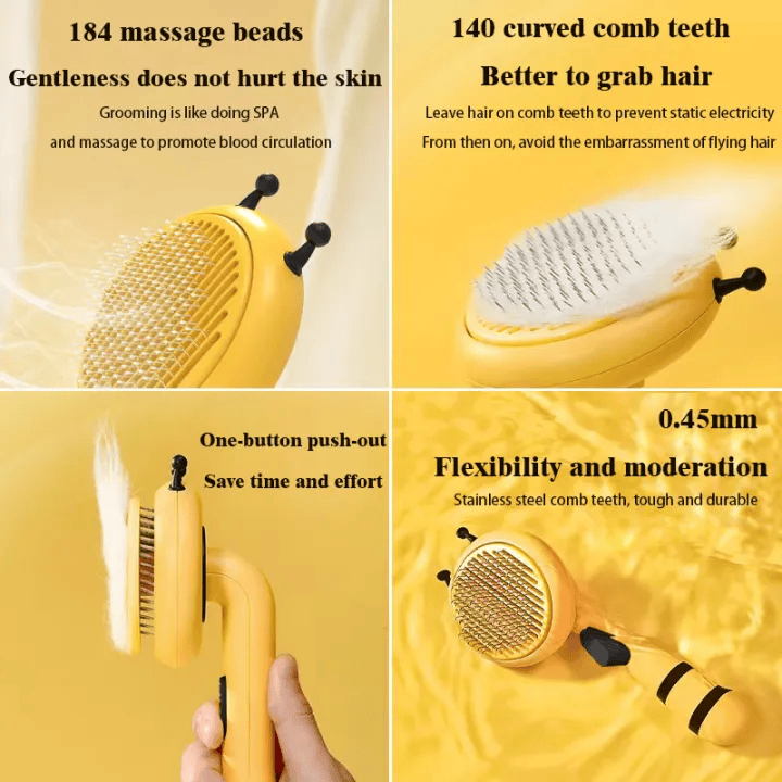 Little Bee Pet Needle Comb One-Click Grooming Handy Tool Cat Dog Hair Remover