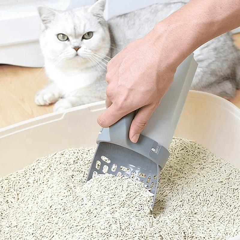 Handheld Cat Litter Box Scooper With Attached Trash Bags