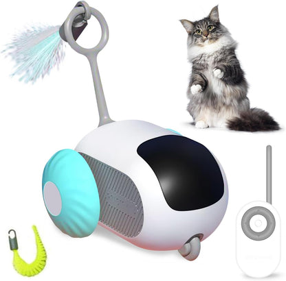 Remote Control Smart Electric Cat Toy,Interactive Cat Toys for Indoor Cats,Gravity Automatic Mobile Car Toy,Cat Mouse Toys,Moving Cat Toy, USB Rechargeable Blue