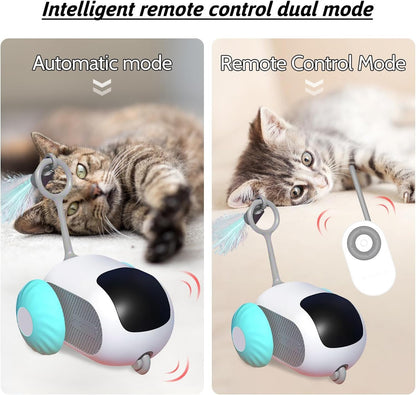 Remote Control Smart Electric Cat Toy,Interactive Cat Toys for Indoor Cats,Gravity Automatic Mobile Car Toy,Cat Mouse Toys,Moving Cat Toy, USB Rechargeable Blue