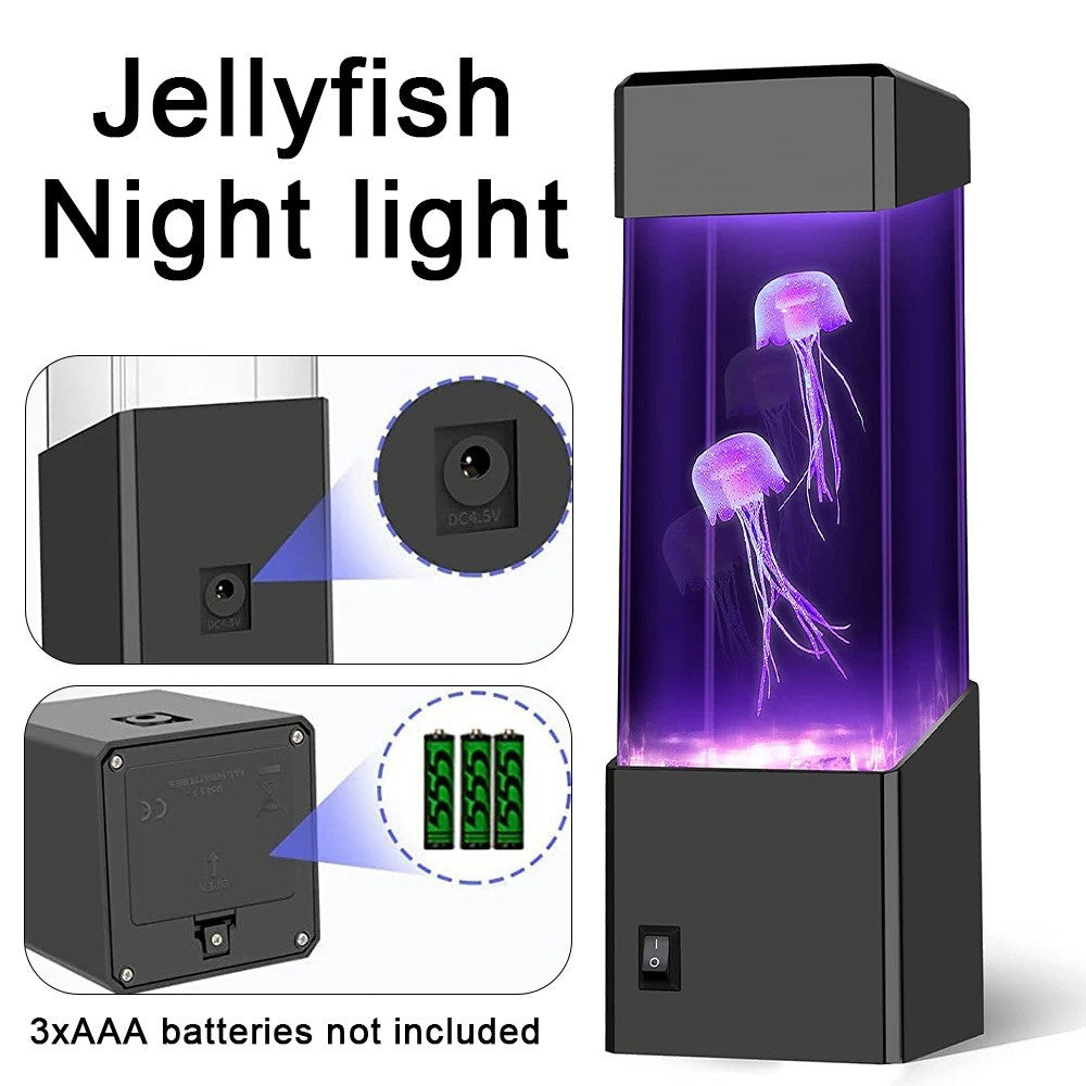 Led Jellyfish Tank Night Light Electric Variable Color Table Aquarium Lamp for Kids Gift