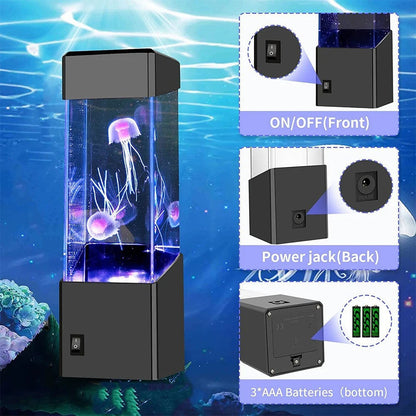 Led Jellyfish Tank Night Light Electric Variable Color Table Aquarium Lamp for Kids Gift