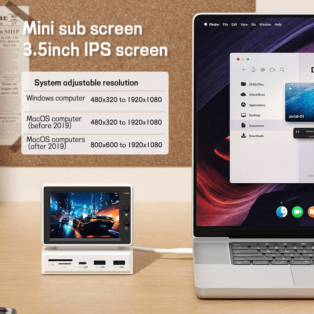 Mini Monitor Secondary Screen USB-C Docking Station